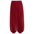 thumbnail image 6 of YiZYiF Kids Girls Chiffon Flowy Modern Dance Pants Belly Dancewear Arabic Princess Wide Leg Trousers Burgundy 10, 6 of 7