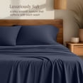 thumbnail image 3 of Bare Home Bamboo Sheet Set - Made from Rayon Fibers - Deep Pockets - 3 Piece - Twin XL, Midnight Blue, 3 of 10