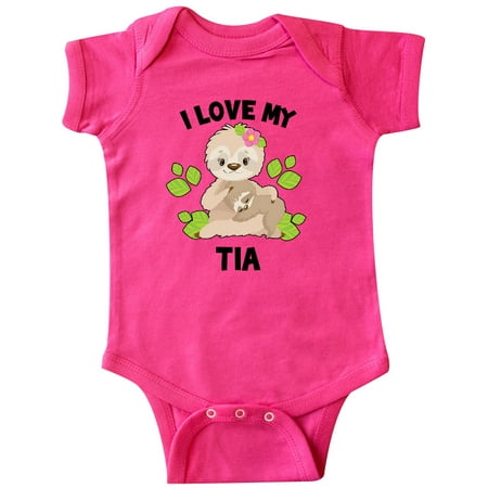 

Inktastic Cute Sloth I Love My Tia with Green Leaves Gift Baby Boy or Baby Girl Bodysuit