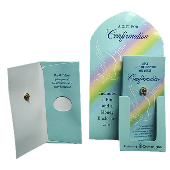 Roman Confirmation Day Pin with Money Card and Display - Set of 24