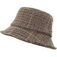 thumbnail image 6 of CoCopeaunts Bucket Hats for Men Winter Warm Vintage Plaid Fisherman Hats Flat Unisex Lattice Wool Basin Hat Soft Foldable, 6 of 8