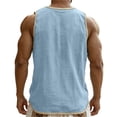 thumbnail image 6 of Namayuj Mens Cotton Linen Blend Sleeveless Henley Tank Tops Button Neck Trimmed Hem Tops Lightweight Breathable Casual Summer Beach Wear Light Blue XXL, 6 of 8