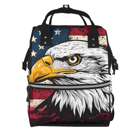 Fotbe American Bald Eagle Mochila Maternidad - Lona de Sarga Impermeable, Mochila de Pañales de Gran Capacidad con Múltiples Bolsillos y Correas Ajustables