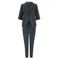thumbnail image 3 of Jinhomg Business Suits for Women Plains Solid Open Front Blazer Jackets with Drawstring Waist Jogger Pants 2 Piece Casual Office Suits Gray XXL, 3 of 4