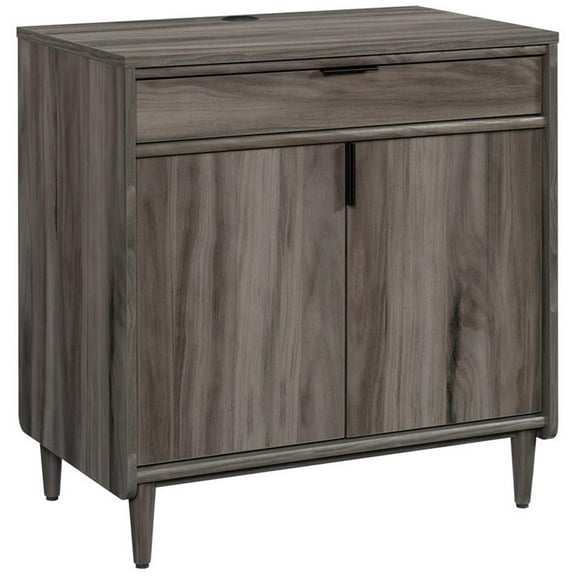 Pemberly Row Engineered Wood Library Base Storage Cabinet Jet Acacia/Dark Wood