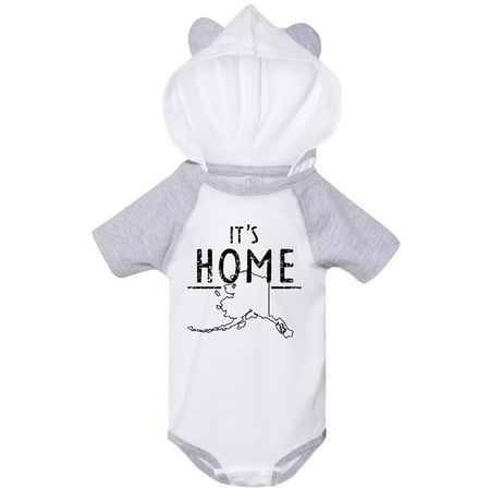 

Inktastic It s Home- Alaska State Outline Distressed Text Gift Baby Boy or Baby Girl Bodysuit