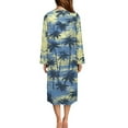 thumbnail image 2 of Xoenoiee Palm Tree Print Zipper Front Robes for Women House Coat Long Sleeve Loungewear Full Length Long Nightgown Bathrobe with Pockets, 2XL, 2 of 7