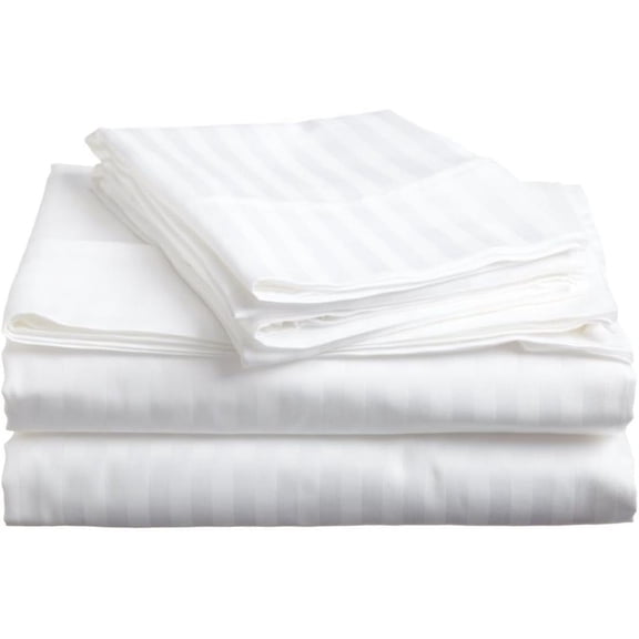Egyptian Cotton Queen Sleeper Sofa Bed Sheet Set 62"x74"x6" White Striped