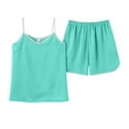thumbnail image 2 of Juslio Women Pajamas Solid Fashion Halter V-Neck Tank Tops and Shorts Homewear 2 Piece Matching Pajamas Sets M, 2 of 5