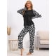 thumbnail image 3 of Conjunto de pijama familiar de Halloween Inspire Chic con estampado, camiseta de manga larga y pantalones a juego, talla XL, color negro, 3 of 6