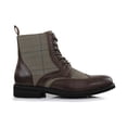thumbnail image 2 of Polar Fox Manchester MPX806076 Classic Wing-Tip Plaid Dress Boots, in Irish Coffee, Men's Size 10.5, 2 of 8
