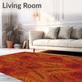 thumbnail image 2 of ODIKA 8'x10' Machine Washable Non-Slip Area Rug, Autumn Forest Floor Scatter Leaf Bath with Nature Inspired Prints High Traffic Rug, Orange, 602132, 2 of 7