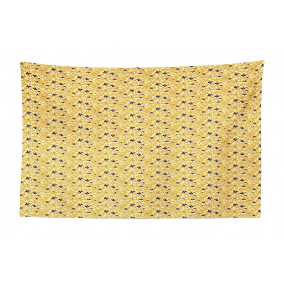 Floral Tapestry, Big Bold Flowers Summer Tone Colors Leaves Artwork on a Plain Background, Fabric Wall Hanging Decor for Bedroom Living Room Dorm, 2 Sizes, Yellow and Dark Teal, by Ambesonne