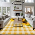 thumbnail image 3 of Spring Sunflowers Area Rugs 6'x9', Washable Small Throw Rugs for Kitchen Dining room, Yellow White Plaid Farmhouse Rustic Indoor Outdoor Rug Non-Slip Low Pile Carpet Runner Reversible Floor Mats, 3 of 8