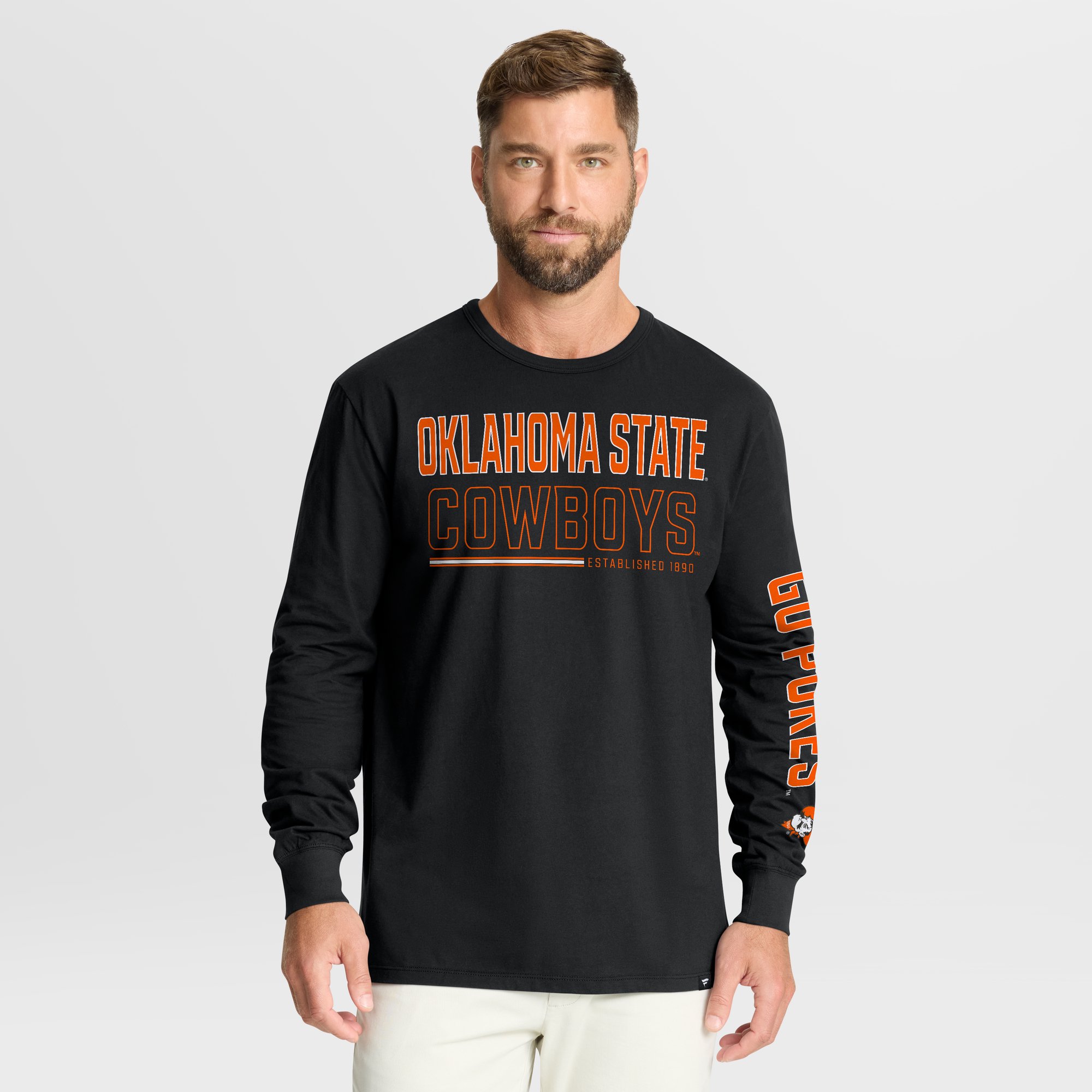 Men's Fanatics Black Oklahoma State Cowboys Quad Fuel The Fire Long Sleeve T-Shirt