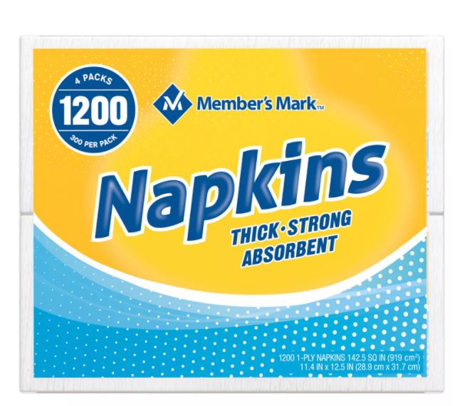 1-Ply Everyday White Napkins, 11.4' x 12.5' (4 pk., 300 ct. per pack)