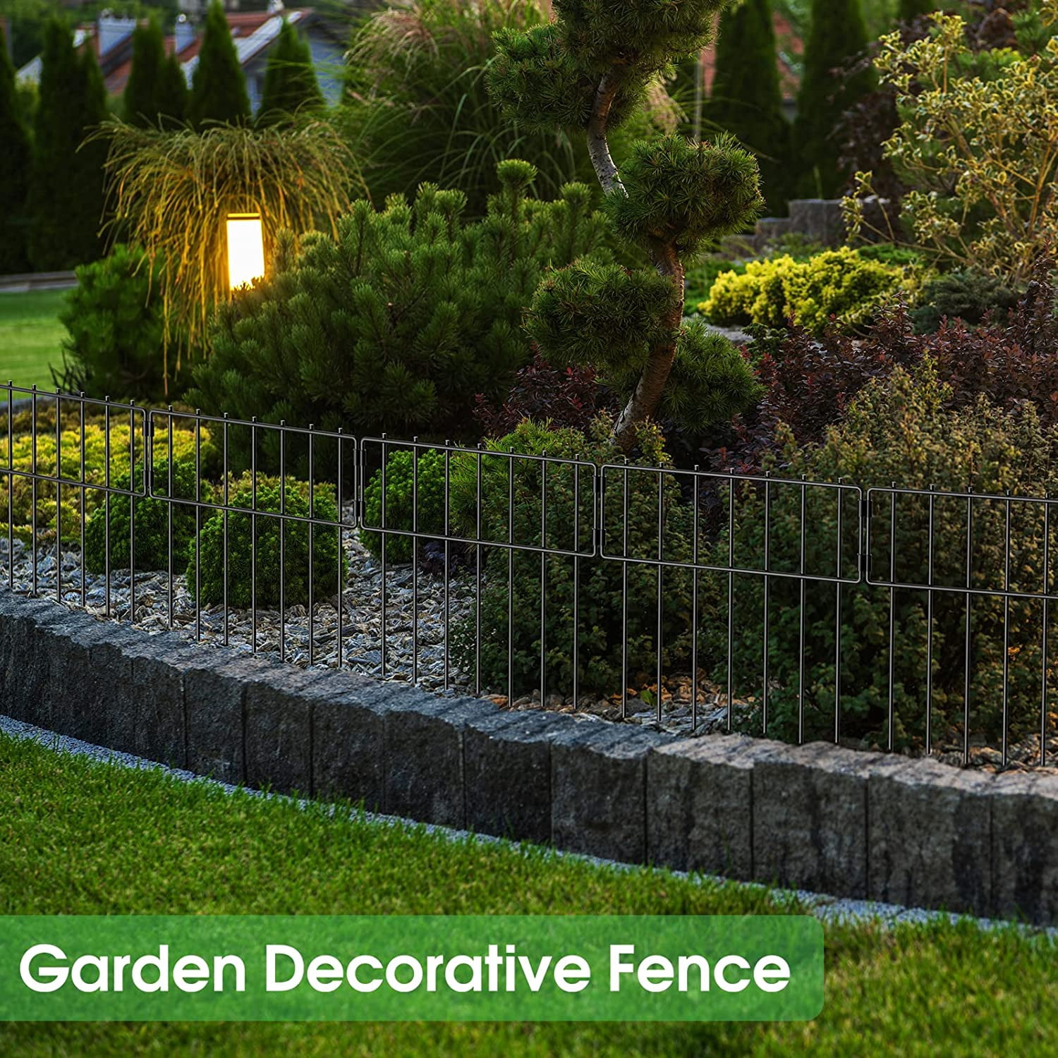 Animal Barrier Fence, Total Decorative Garden Fence , Rustproof Metal Barrier Bottom Fence, Dog Rabbits Ground Stakes Border Fence for Garden.