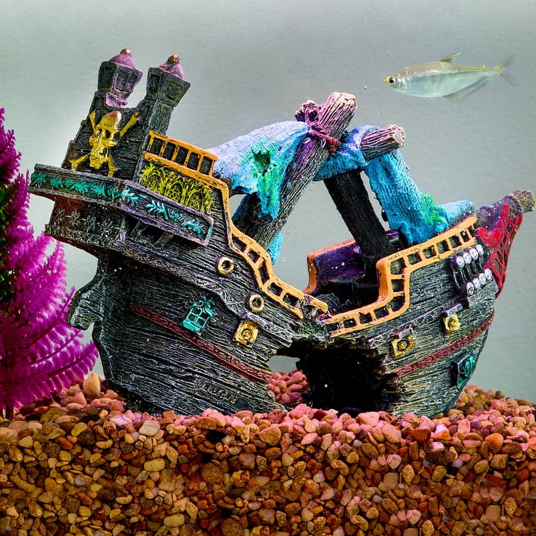 Vibrant Life Shipwreck Polyresin Aquarium Decor, Multicolor, 10.25