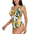 thumbnail image 3 of Yiaed Yellow Tulips Print Women One Piece Swimsuits Tummy Control One Shoulder Bathing Suits Pattern Ruffle Swimwear-Small, 3 of 8