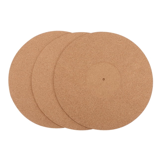 OUNONA 3 Pcs Tapis de Plat en Liège Marron Clair Tapis d'Enregistrement Réduisent les Fluctuations de Disques Écoute de Musique