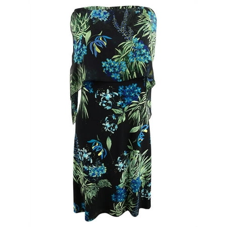 Tommy Hilfiger Women's Chiffon-Overlay Dress (16, Black Multi)