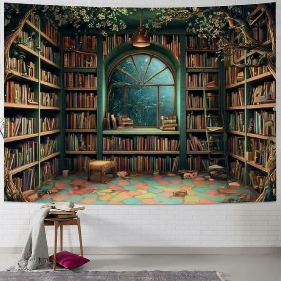 BCIIG Room Bookshelf Window Tapestry Wall Hanging Unique Style 40x30inch