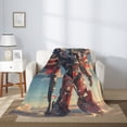 thumbnail image 2 of Throw Blanket for Couch Sofa and Bed, Patriotic Robot Warrior Super Soft Plush Throw Blanket, Fuzzy Cuteness Comfy Warm Washable Flannel Blanket & Throws for All Season 60"x50", 2 of 5