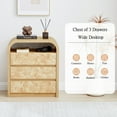 thumbnail image 3 of YOCWO 3 Drawer Nightstand with Burl Wood Finish, Bedside Table with Curve Edge for Bedroom, Natural, 3 of 7