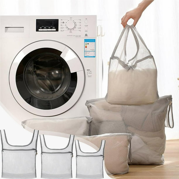 Bolsa de ropa de malla fina con asas - Organizador de viaje gris de 63x50cm para calcetines y ropa interior - 100% poliéster
