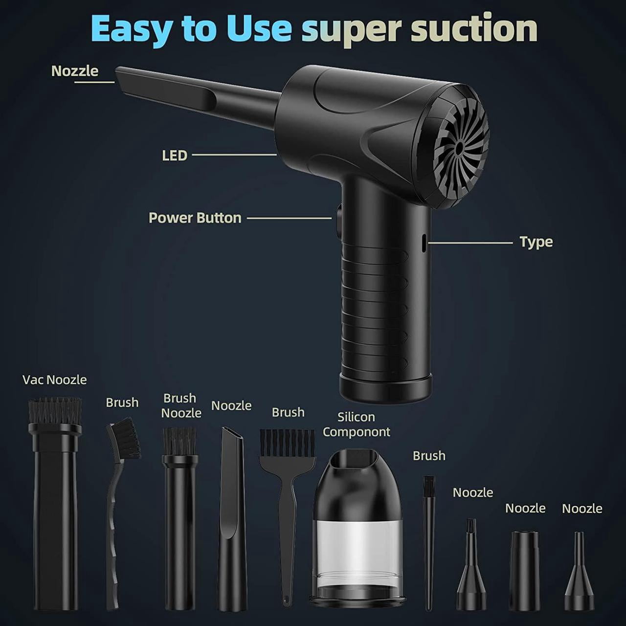 Giizhmy Compressed Air Duster, 100000RPM Electric Air Duster & Vacuum Cleaner 2 in 1 for Compute and Keyboard