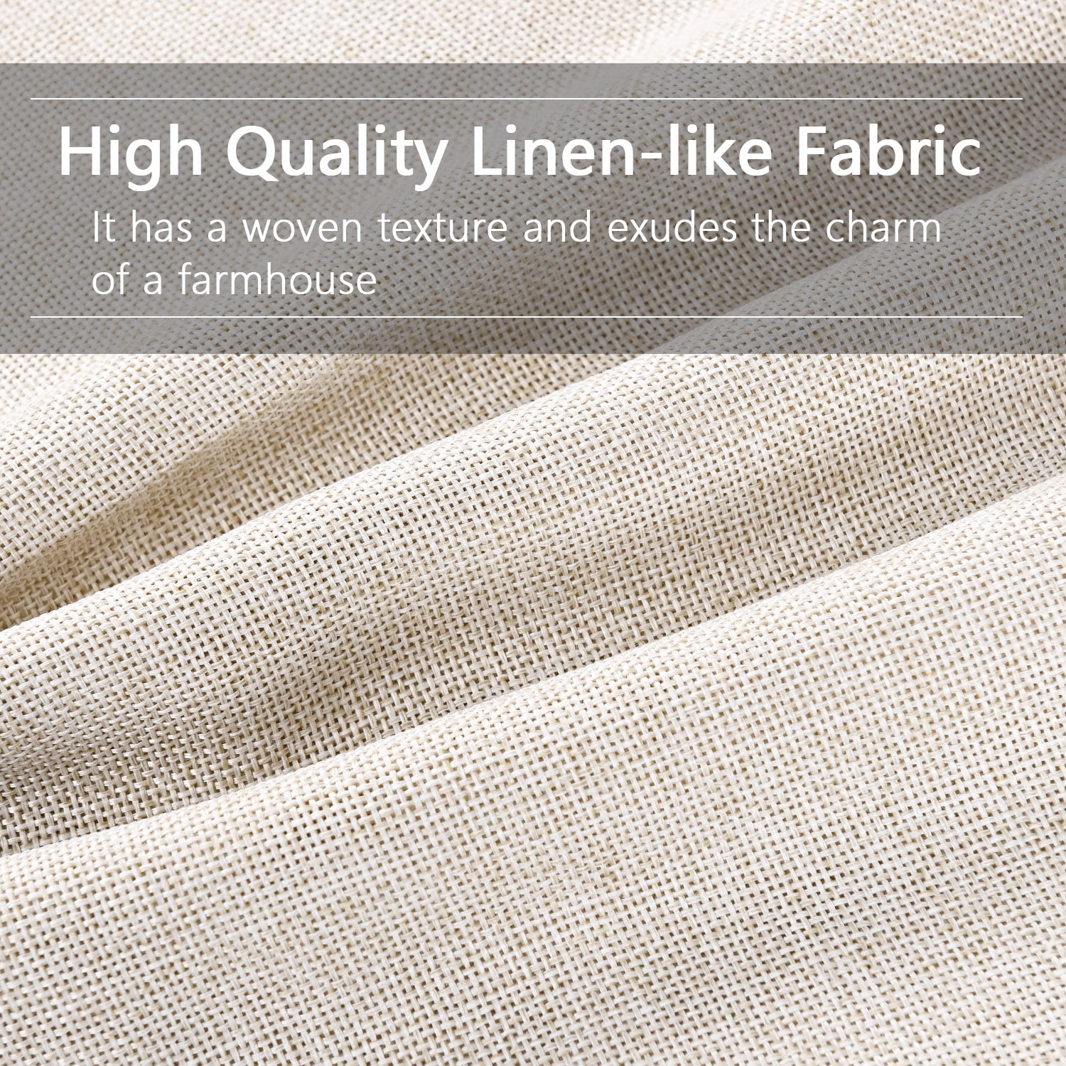HIG Vintage Square Linen-Like Throw Pillow Covers, Cottage Boho Cushion Covers with Natural Burlap Trim, Idyllic Square Pillow Cases for Car Chair Porch, 2 Pieces, Natural, 20x20, No Insert (WALTER)