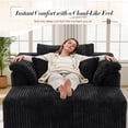 thumbnail image 5 of Muumblus 60" Oversized Chaise Lounge Chair Indoor Furniture, No-Assembly Modern Boneless Cloud Couch, Sleeper Sofa Bed for Living Room, Black Corduroy, 5 of 10