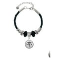 thumbnail image 2 of Delight Jewelry Silvertone Domed Black MSN Best Friend Celtic Knot Leather Bead Bracelet, 7"+2" Extender, 2 of 4
