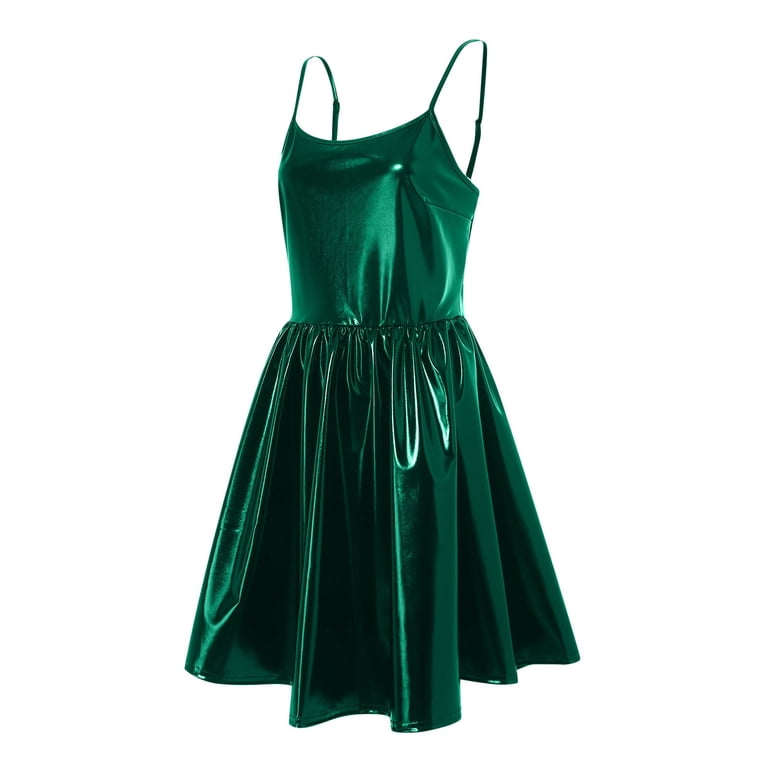 TTUHYWXI Women's Metallic Glitter Cowl Neck Cami Mini Dress Sexy Club Party  Night Bodycon Short Dresses (Green, XL) - Walmart.com