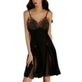 thumbnail image 2 of Sngxgn Women Sleepwear Satin Nightgown Lingerie Dress Mini Slip Nightwear(Black,L), 2 of 4