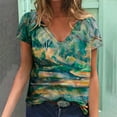 thumbnail image 2 of Blusa estampada de verano para mujer, camisetas casuales de manga corta con cuello en V, camisetas Pompotops  hkajfhjk472820, 2 of 5