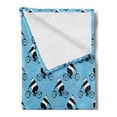 thumbnail image 2 of Sports Soft Flannel Fleece Throw Blanket, Panda Bear Riding Bicycle Animal Hobby Humor Comic Caricature Art, Cozy Plush for Indoor and Outdoor Use, 50" x 60", White Black and Blue, by Ambesonne, 2 of 5