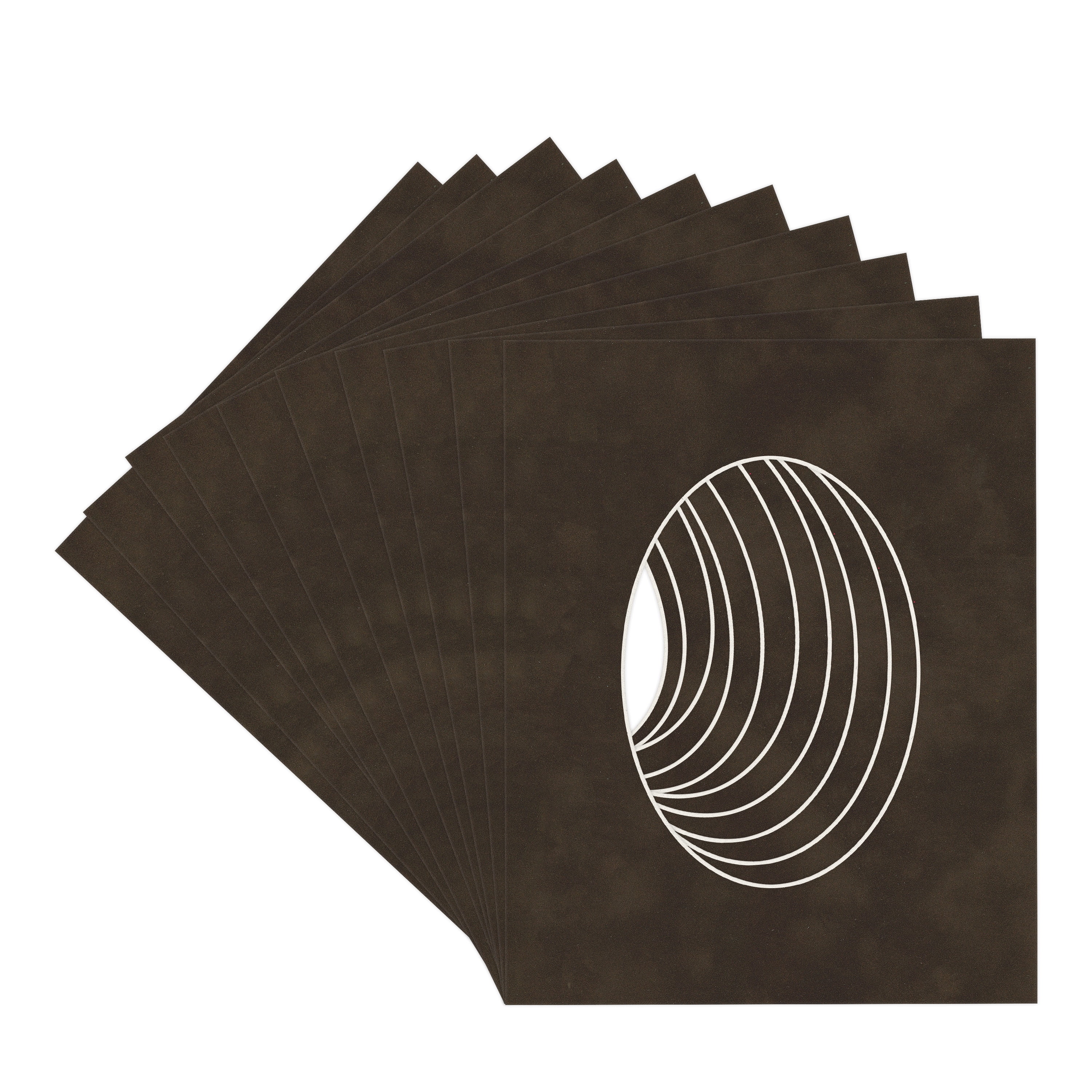 Brown Suede Picture Frame Mat for 18x24 Frames - Oval Opening for 15x22 Photos - 10 Mats