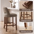 thumbnail image 6 of Usaint Chenille Bar Stools Set of 2, 26.6" Modern Counter Height Barstools, Farmhouse Wooden Kitchen Island Chairs with Hollow-Out Back for Restaurant Kitchen Bar, Brown, 6 of 11