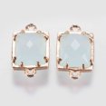 thumbnail image 1 of Glass Links connectors with Brass Finding Faceted Rectangle Golden Light Blue 15x9x4mm Hole: 0.6mm, 1 of 2