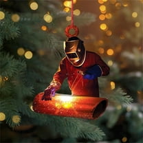 LHWEN Personalized Welder Ornament Flat Two Hanging Printed Plastic Christmas Ornament Car Hanging Festival Decorations Unique Tree Ornament Holiday Gift High Heat Sublimation Winter Themed