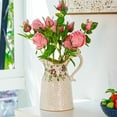 thumbnail image 7 of Sungmor Vintage Ceramic Pitcher Vase - Rustic Farmhouse Decorative Vase with Handle for Dried Flowers, Greenery & Home Decor Accent, White Embossed Floral Jug, Ice Crackle Glaze Finish, 9.2 Inch, 7 of 7