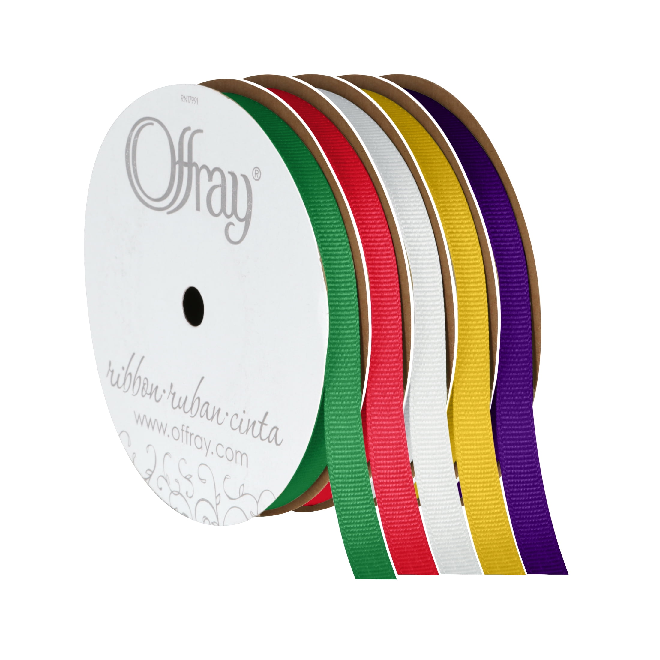 (4 pack) Offray Ribbon, Emerald Green 3/8 inch Grosgrain Polyester Ribbon, 18 feet