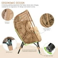 thumbnail image 4 of RADIATA Set of 2 Wicker Double Egg Chair with Ottomans, All-Weather PE Rattan Patio Stationary Chair with Thick Cushions, 420lbs Capacity, Brown, 4 of 9