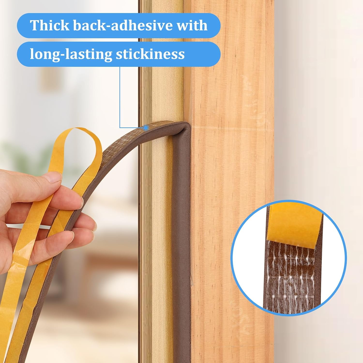 FRKSMD-19.7Feet Rubber Weather Stripping Door Seal, Self-Adhesive Seals for Door Window Gap, Soundproofing, Insulation Strip, Door Sealers for Door Frame (Brown)