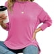 thumbnail image 2 of Sudaderas Holgadas de Larga para Mujer, de Canalé, con Abertura Lateral y Dobladillo Alto y Bajo, para Otoño Rosa Roja M, 2 of 7