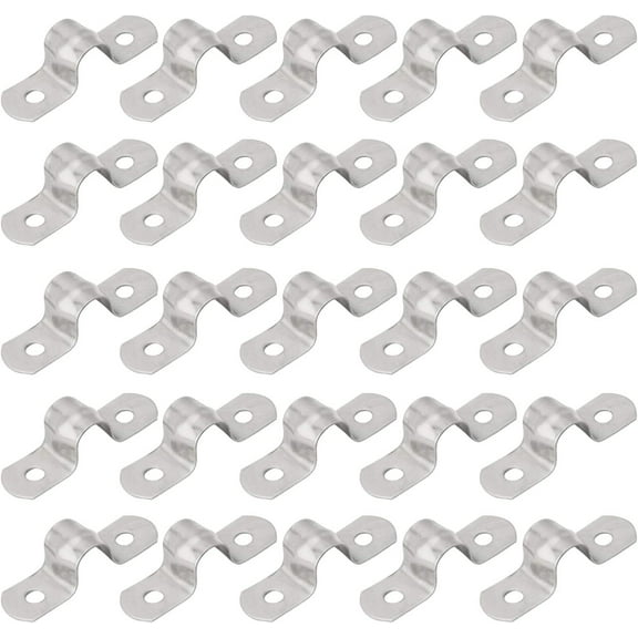 25pcs M10 Stainless Steel Rigid Pipe Strap for 3/8 Inch Hose OD, 2 Holes Cable U Bracket Clamp Hanger Tube Strap Tension Clips