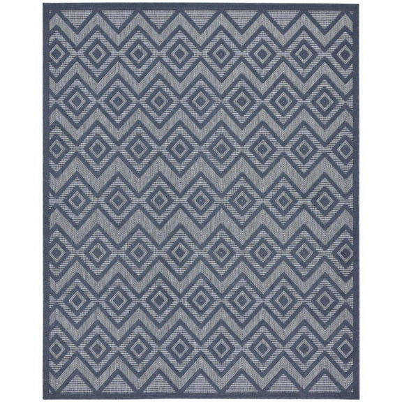 HomeRoots 7' X 10' Navy Blue Geometric Flatweave Area Rug