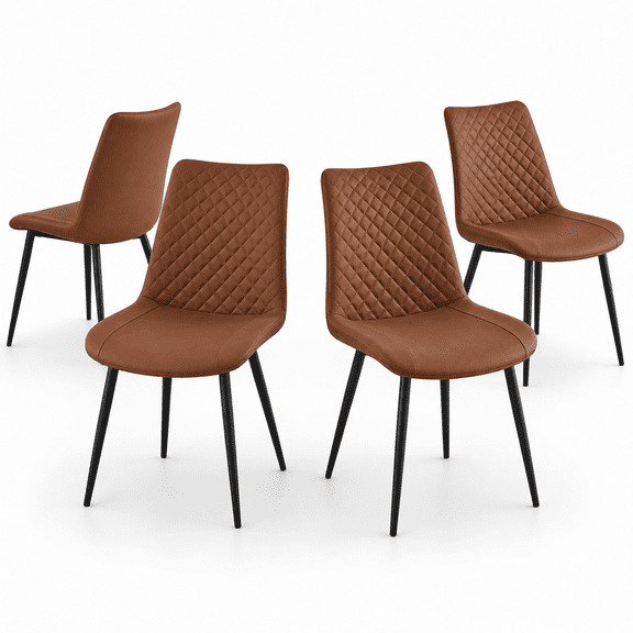 Luxury Leather Dining Chairs, Commercial Restaurant Seating with Sturdy Metal Frame and Backrest, Hotel Banquet Chairs for Cafe