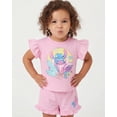 thumbnail image 4 of Disney Lilo Stitch Outfit Girls French Terry 2-Piece Ruffle Tee Sleeve Shorts Set Toddler, Little-Kid (Pink, 6), 4 of 6